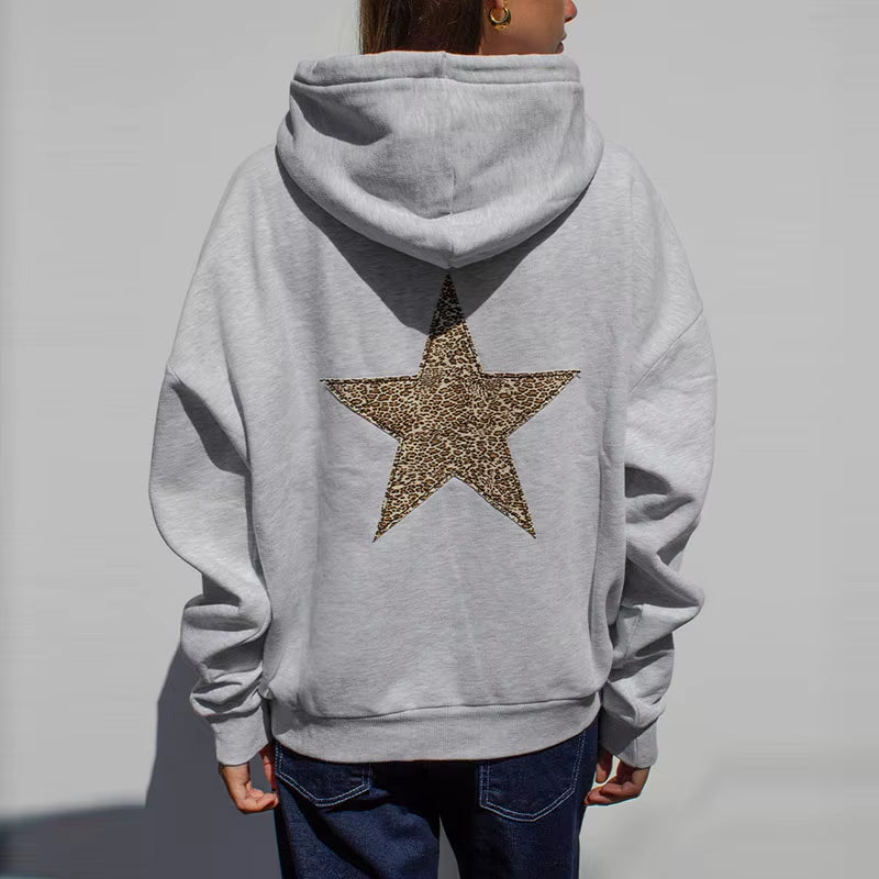 Casual Sequined Angel Wings Oversized Hoodie Women Loose Grey Long Sleeve Street Warm Pullover 2025 Winter Lady Daily Wear New